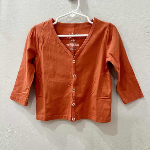 June & January Pumpkin Orange Snap Long Sleeve Shirt - Picture 1 of 5